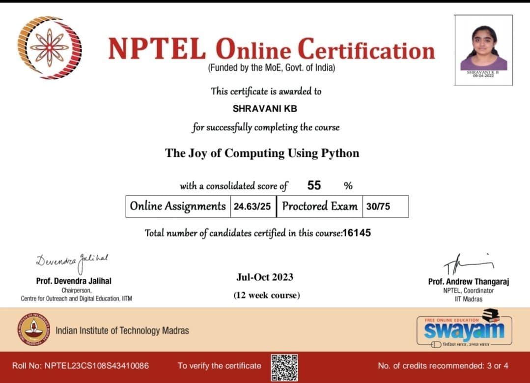 Student Award - Shreya